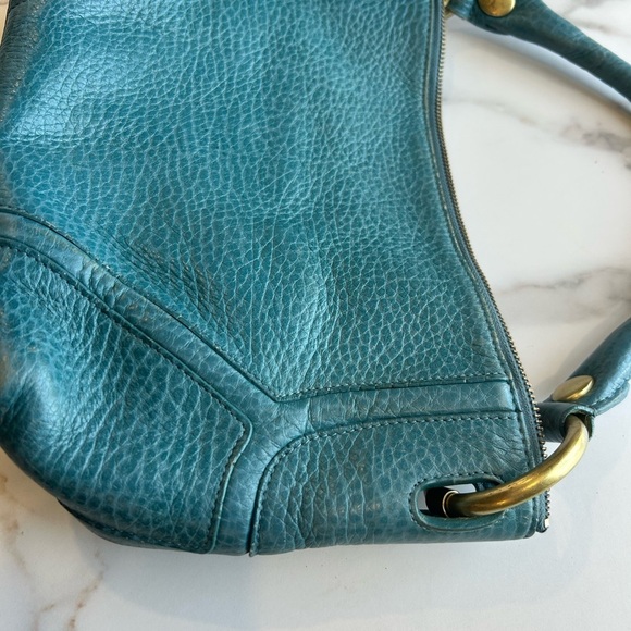 Kenneth Cole Blue leather gold ring shoulder bag vintage - Picture 2 of 5